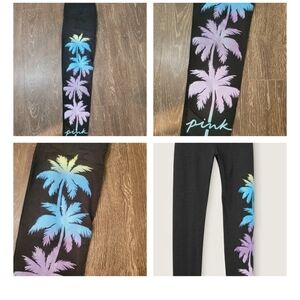 PINK Victoria's Secret Leggings with Palm Tree Design Shine